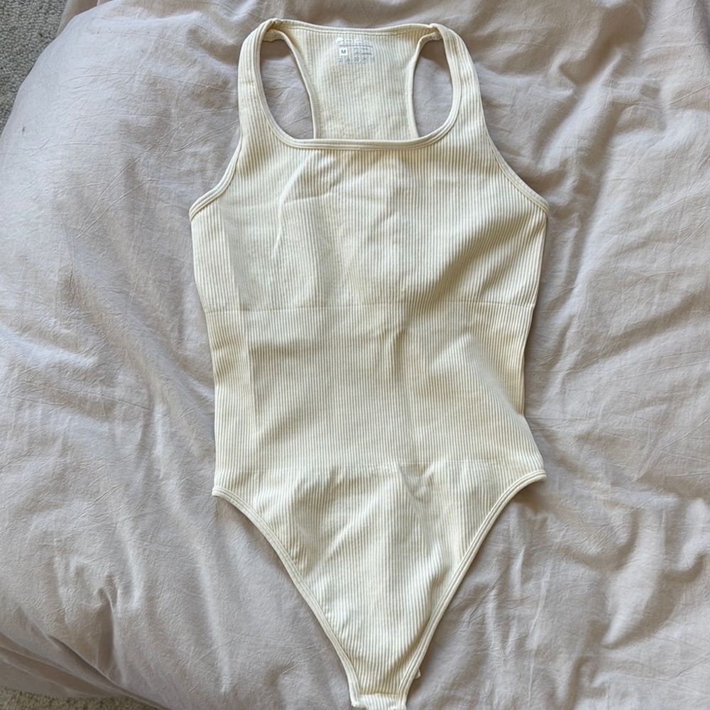 Cream Ribbed Bodysuit